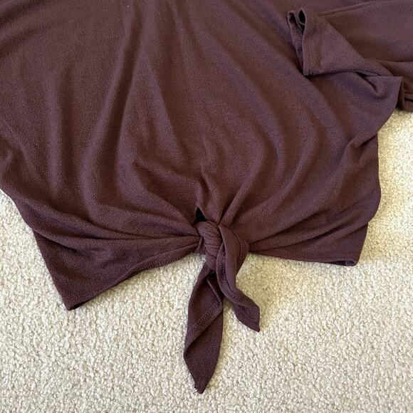Six/Fifty Women´s Long Sleeve Relaxed Fit Front tie Maroon Brown Blouse Size M - Picture 5 of 10